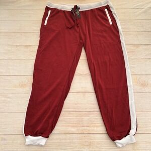Coco Limon Women's Jogger Pants Red/ White Striped Plus size 3XL